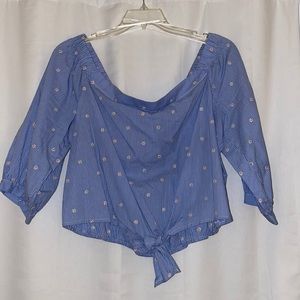 Forever 21 Plus Size Off the Shoulder Crop Top with Tie Detail